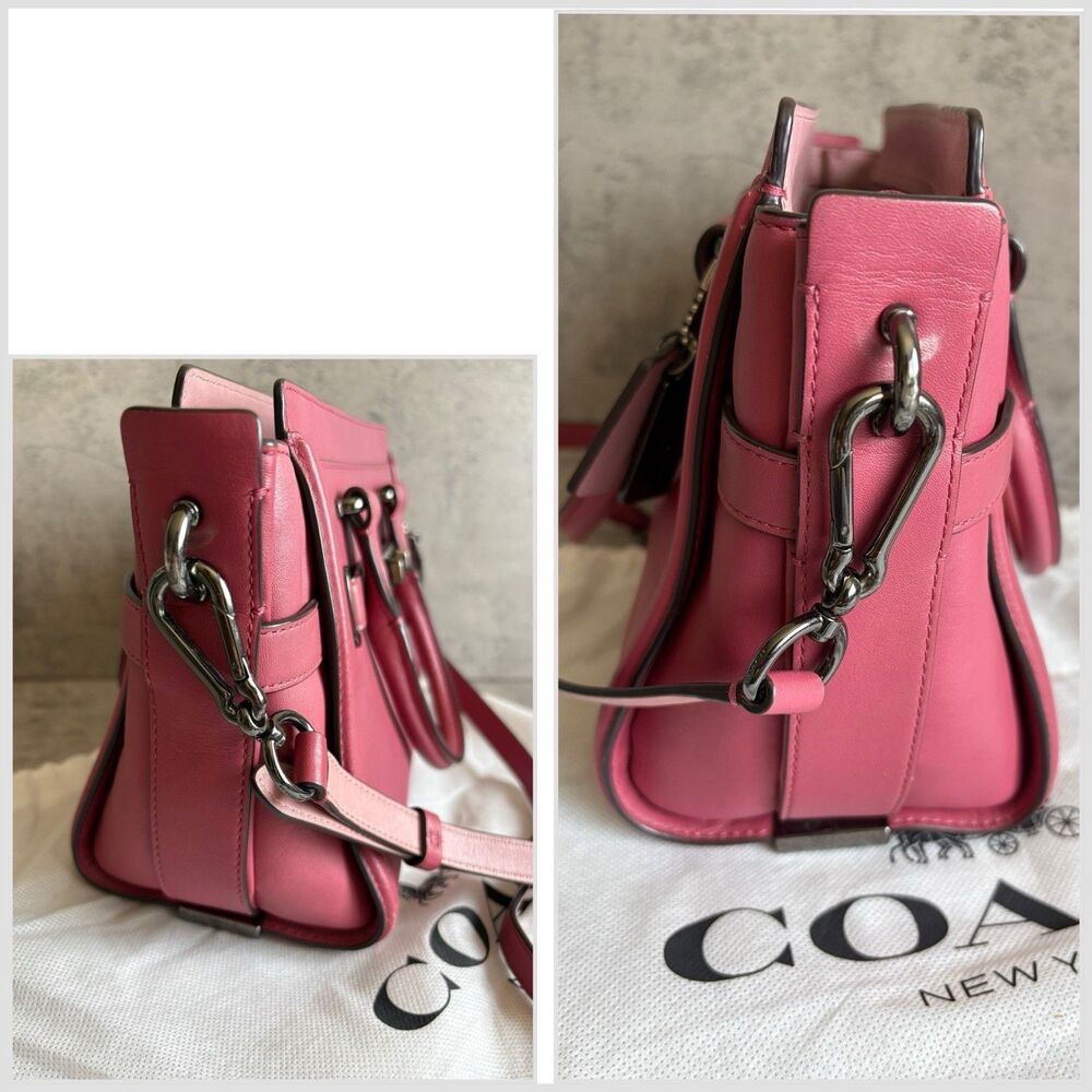 Authentic Coach Swagger 27 Pink Top Handle Leather Satchel Handbag Crossbody Bag - Picture 6 of 6